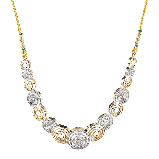 Rhodium-Plated Alloy Dual Tone Ad Neckalce With Earrings - The Pari - Swadesiicart