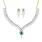 Rhodium-Plated Alloy Green Classy Ad Necklace Set - The Pari - Swadesiicart