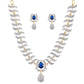 Rhodium-Plated Alloy Nagin Inspired Blue Stone Ad Necklace Set - The Pari - Swadesiicart