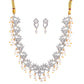 Rhodium-Plated Alloy Pearl Hanging Designer Choker Necklace - The Pari | Swadesiicart