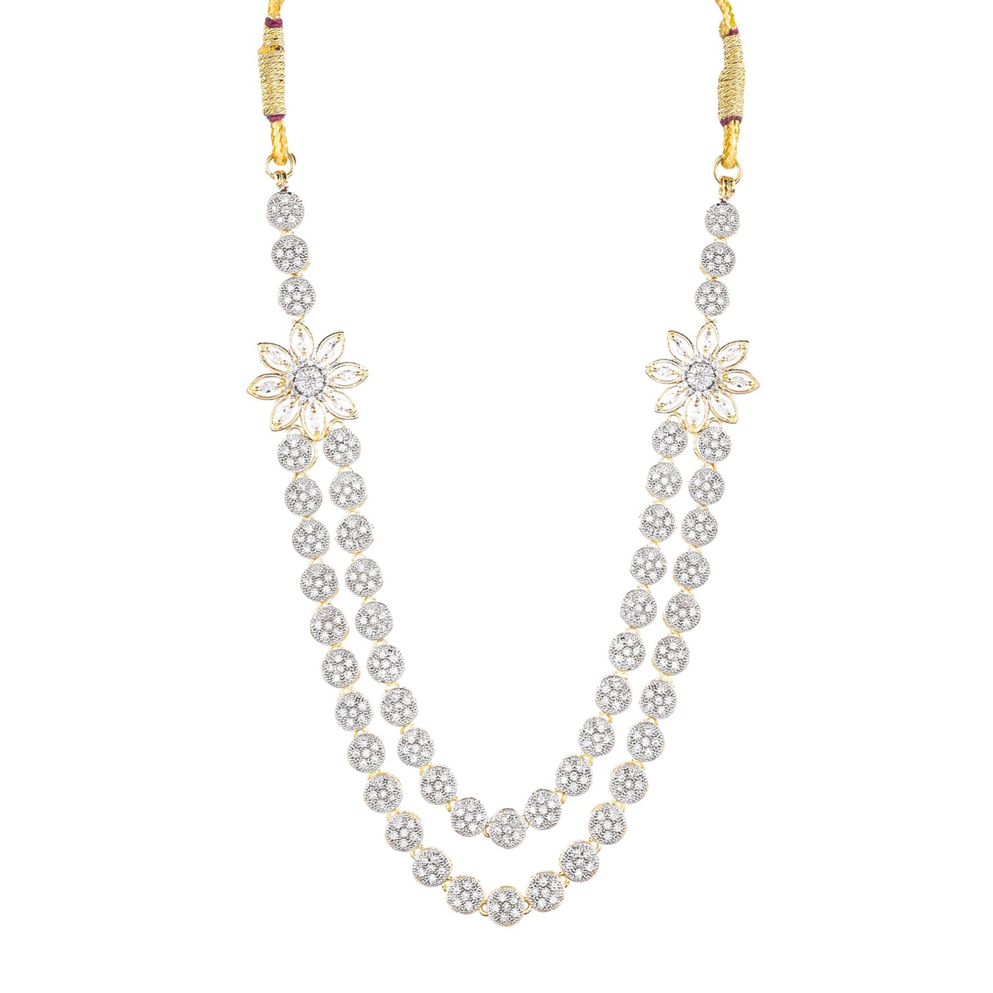 Rhodium-Plated Alloy Double Layer Ad Necklace Set - The Pari - The Pari - Dinesh Associates