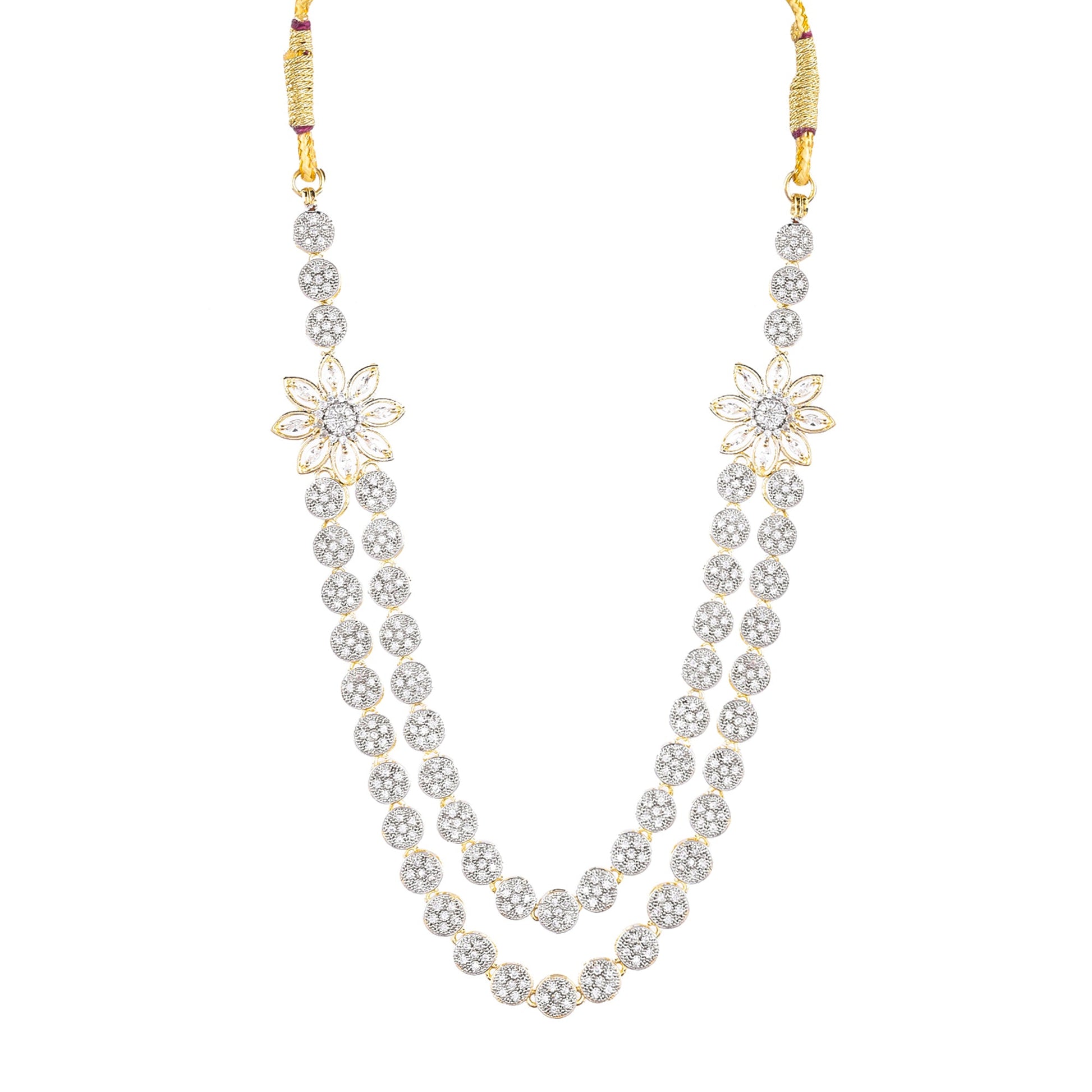 Rhodium-Plated Alloy Double Layer Ad Necklace Set - The Pari - The Pari - Dinesh Associates