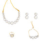 Rhodium-Plated Alloy American Diamond Circle Style Necklace With Earring Ring And Bracelet Set - The Pari - Swadesiicart