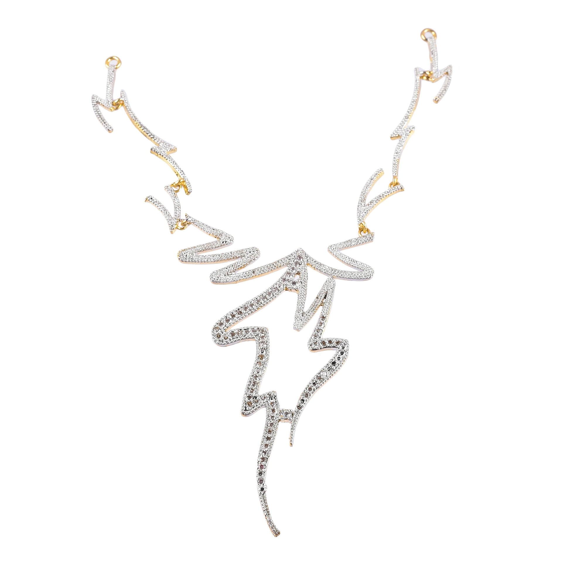 Rhodium-Plated Alloy Assymetric Designer Ad Necklace Set - The Pari - Swadesiicart