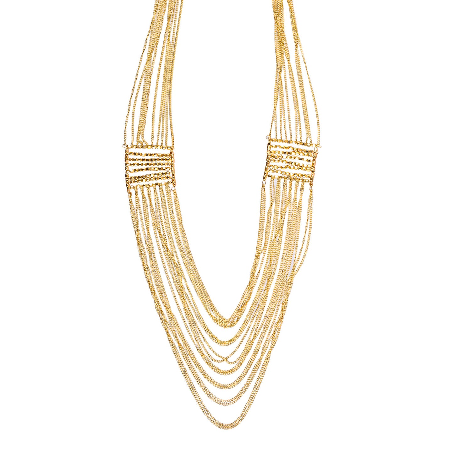 Gold-Polished Alloy Designer Brass Cluster Beads Rani Haar Necklace - The Pari | Swadesiicart