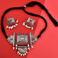 Silver-Plated Alloy Oxidised Tribal Pendant Choker Necklace - The Pari | Swadesiicart