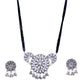 Silver-Plated Alloy Glass Studded Tribal Oxidised Choker Necklace - The Pari | Swadesiicart