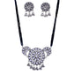 Silver-Plated Alloy Glass Studded Tribal Oxidised Choker Necklace - The Pari | Swadesiicart