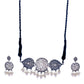 Silver-Plated Alloy Rhinestones Studded Tribal Oxidised Choker Necklace - The Pari | Swadesiicart