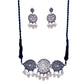 Silver-Plated Alloy Rhinestones Studded Tribal Oxidised Choker Necklace - The Pari | Swadesiicart