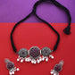Silver-Plated Alloy Designer Oxidised Choker Necklace - The Pari | Swadesiicart