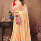 Aafreen Partywear Designer Yellow Georgette Fancy Ready Wear Saree