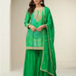 Anaita Green Chinon Stitched Suit with Digital Print & Embroidery Coding Sequence Work