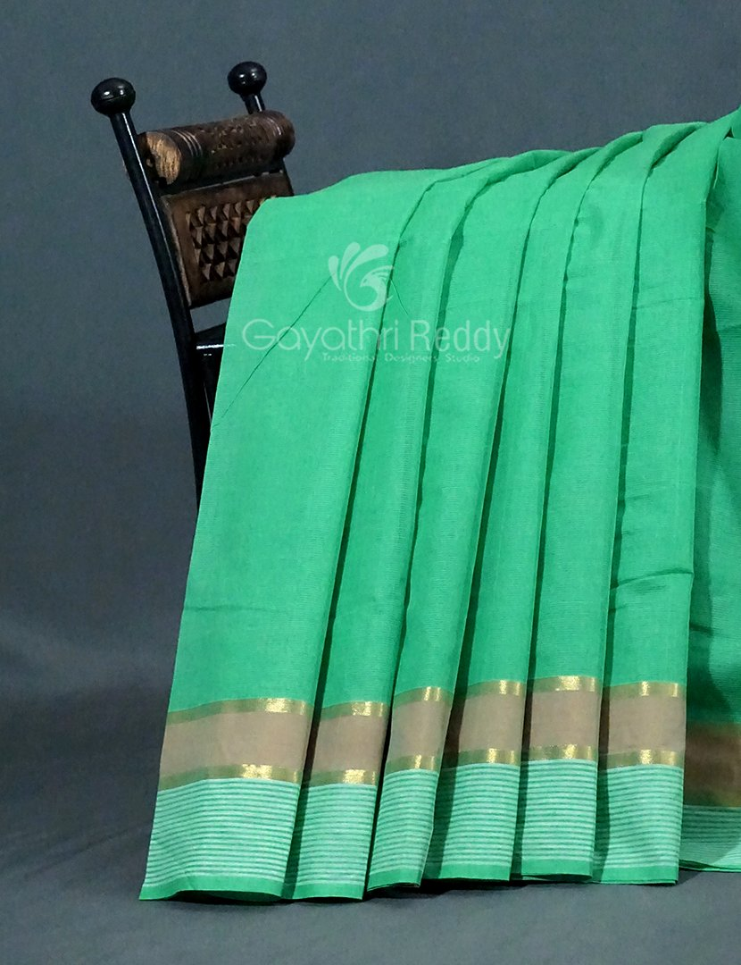 Dual Shades of Rama Green Pure Mangalgiri Cotton By Gayathri Reddy Designer Studio | Swadesiicart