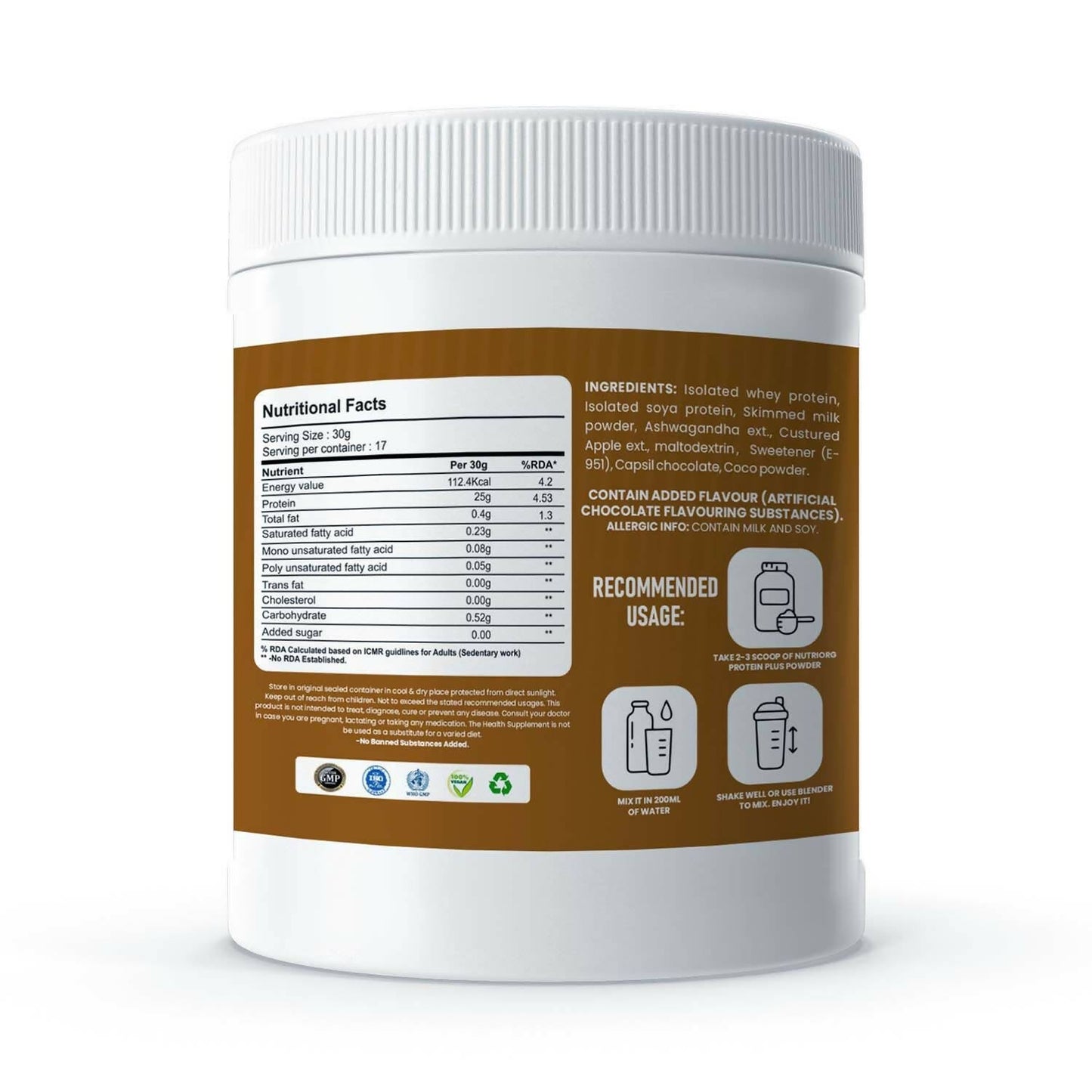 Nutriorg Protein Plus Chocolate Flavor Powder | Swadesiicart