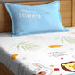 Home Sizzler White & Blue Cartoon Characters 210 TC Single Bedsheet with 1 Pillow Covers - Swadesiicart