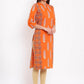 HERE&NOW Orange & White Ethnic Motifs Printed Straight Kurta - Swadesiicart