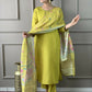 Lemon Viscose chanderi Stitched Suit With Dupatta - Tanisha | Swadesiicart