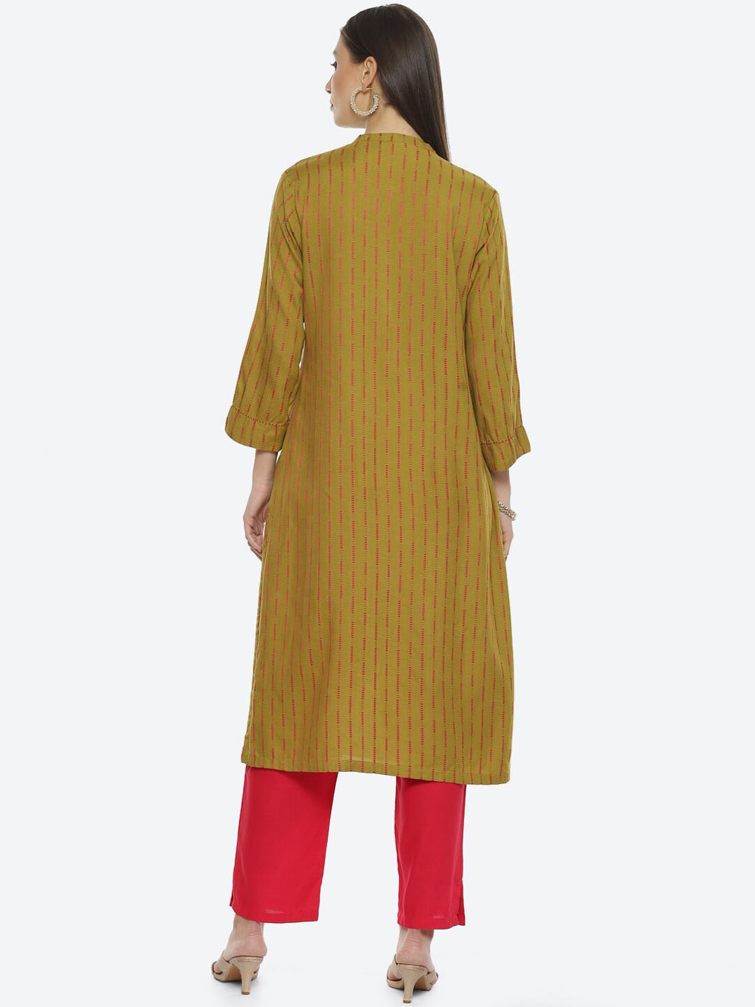 Biba Women Striped A-Line Kurta - Swadesiicart