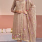 Anaita Peach Gold Silk Suit With Embroidery & Zari Work