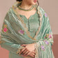 Anaita Sea Green Gold Silk Suit With Embroidery & Zari Work