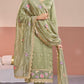 Anaita Olive Gold Silk Suit With Embroidery & Zari Work