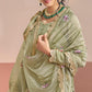 Anaita Olive Gold Silk Suit With Embroidery & Zari Work