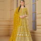 Anaita Yellow Embroidered Faux Georgette Anarkali Suit