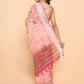 Soch Pink & Grey Floral Zari Pure Linen Ready to Wear Saree | Swadesiicart