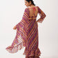 Tikhi Imli Brown Striped Ruffled Ready To Wear Saree | Swadesiicart