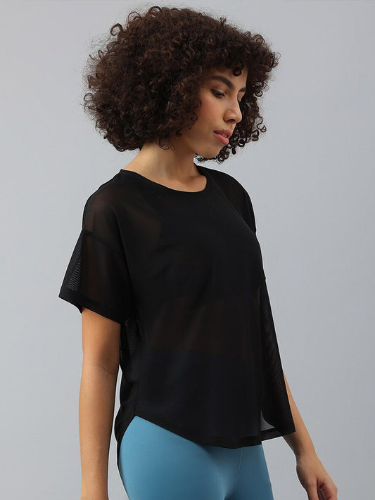 MKH Women Drop-Shoulder Sleeves Dri-FIT Sports T-shirt - Swadesiicart