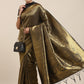 Saree Mall Black & Gold-Toned Ethnic Motifs Zari Silk Blend Banarasi Saree | Swadesiicart