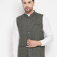 Even Apparels Green Wool Men Woven Nehru Jacket | Swadesiicart