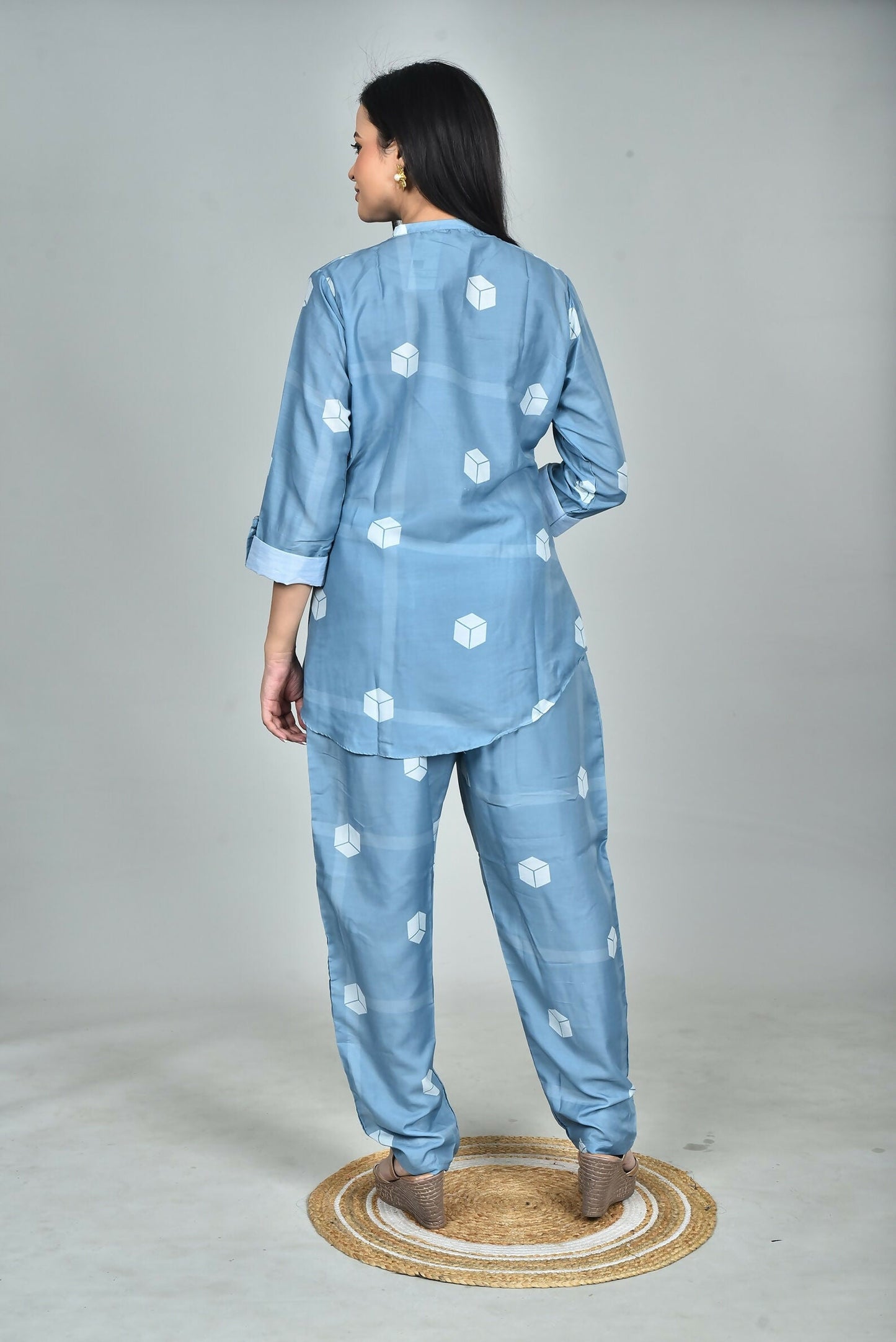 Morchari Digital Print Semi Muslin Co-Ord Set Top & Trouser-Multicolor - Swadesiicart