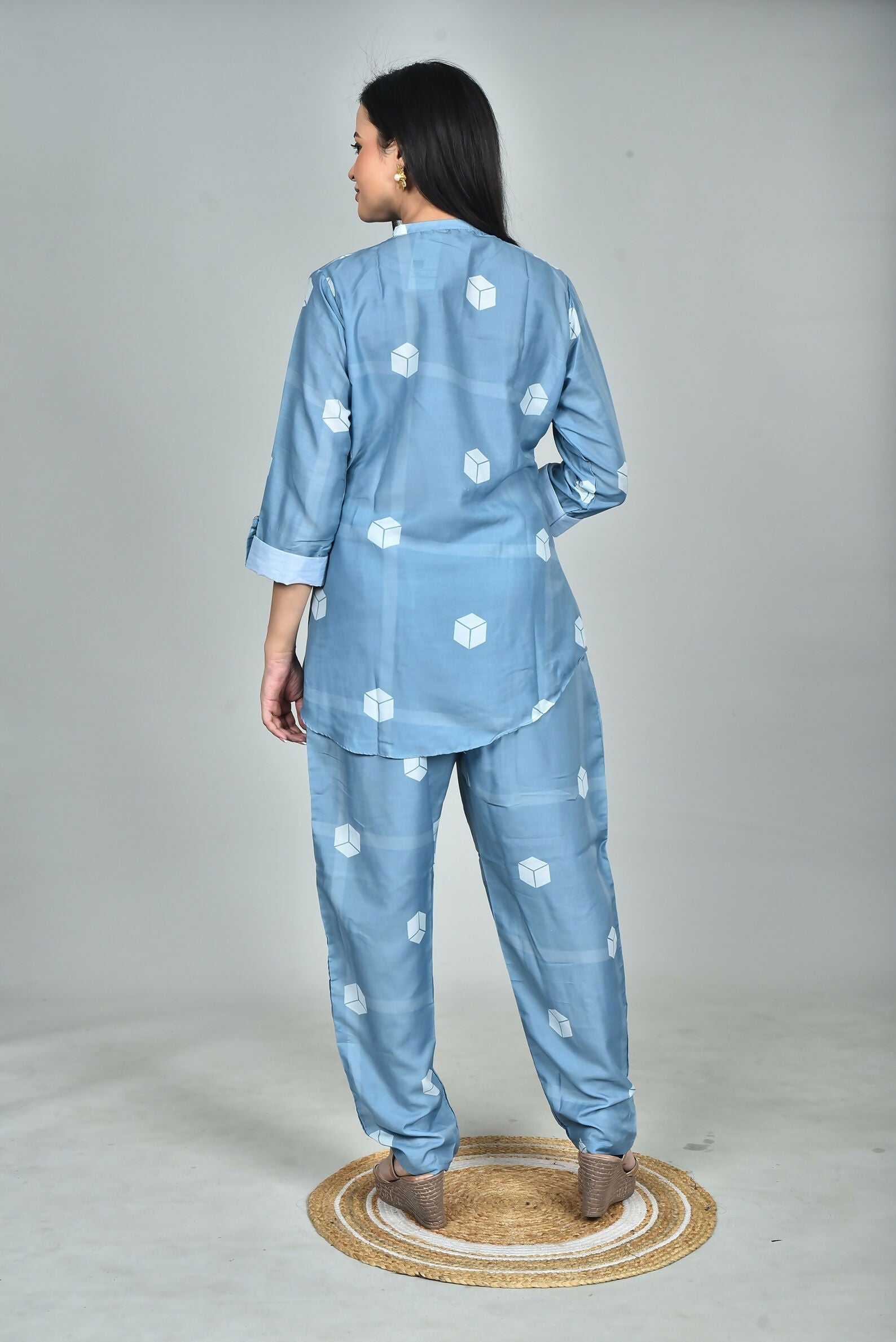 Morchari Digital Print Semi Muslin Co-Ord Set Top & Trouser-Multicolor - Swadesiicart
