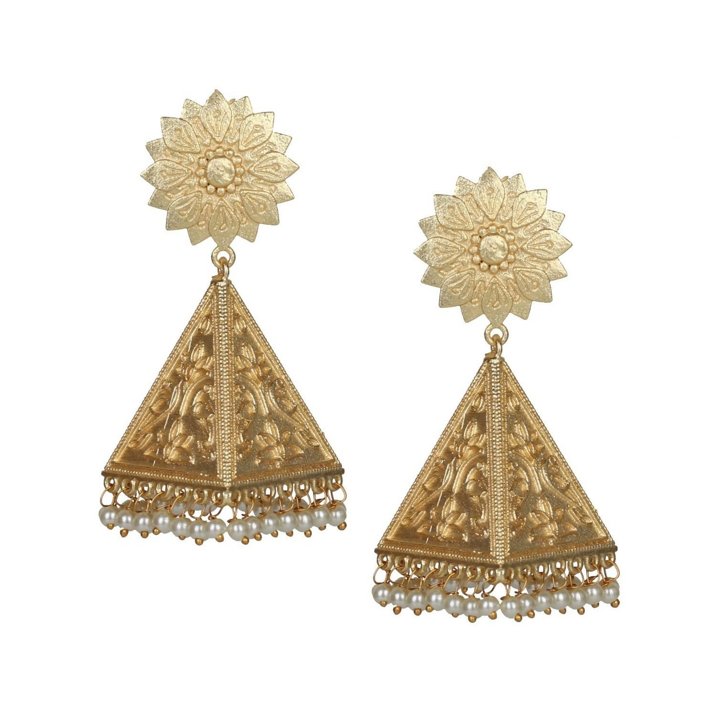 Joban Fashion Women Matte Gold Brass Earrings | Swadesiicart
