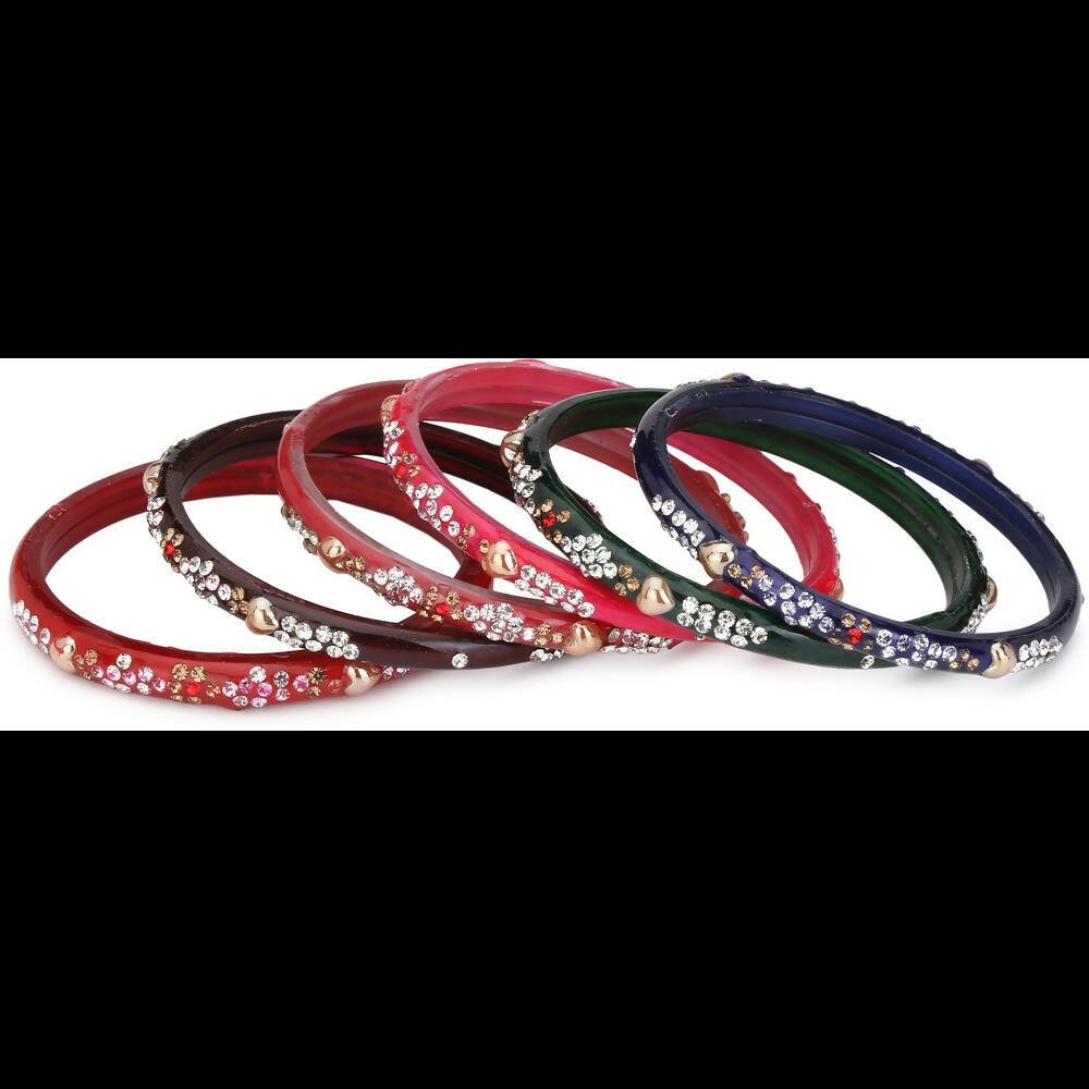 Afast Bridal Wedding & Party Fashionable Colorful Glass Bangle/Kada Set, Pack Of 24 - Multicolor - Swadesiicart