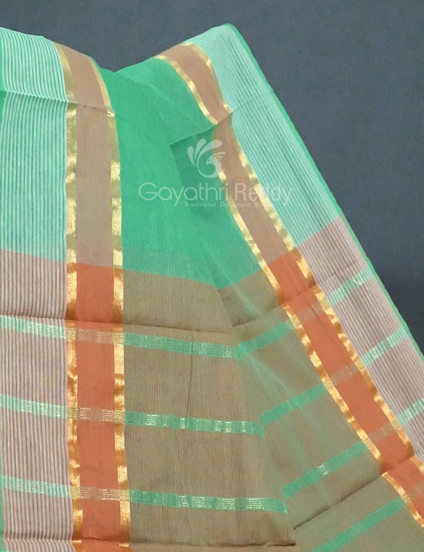 Dual Shades of Rama Green Pure Mangalgiri Cotton By Gayathri Reddy Designer Studio | Swadesiicart