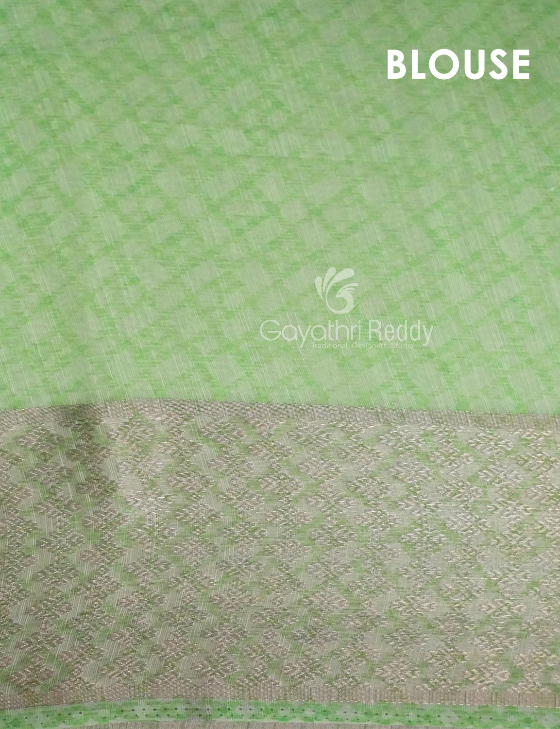 Shades of Green with Floral Design Semi Chanderi Saree By Gayathri Reddy Designer Studio | Swadesiicart