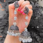 Tehzeeb Creations Women's Silver Colour Oxidised Peacock Design Earrings With White Pearl | Swadesiicart