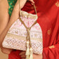 Masq Pink & Gold-Toned Embellished Potli Clutch - Swadesiicart