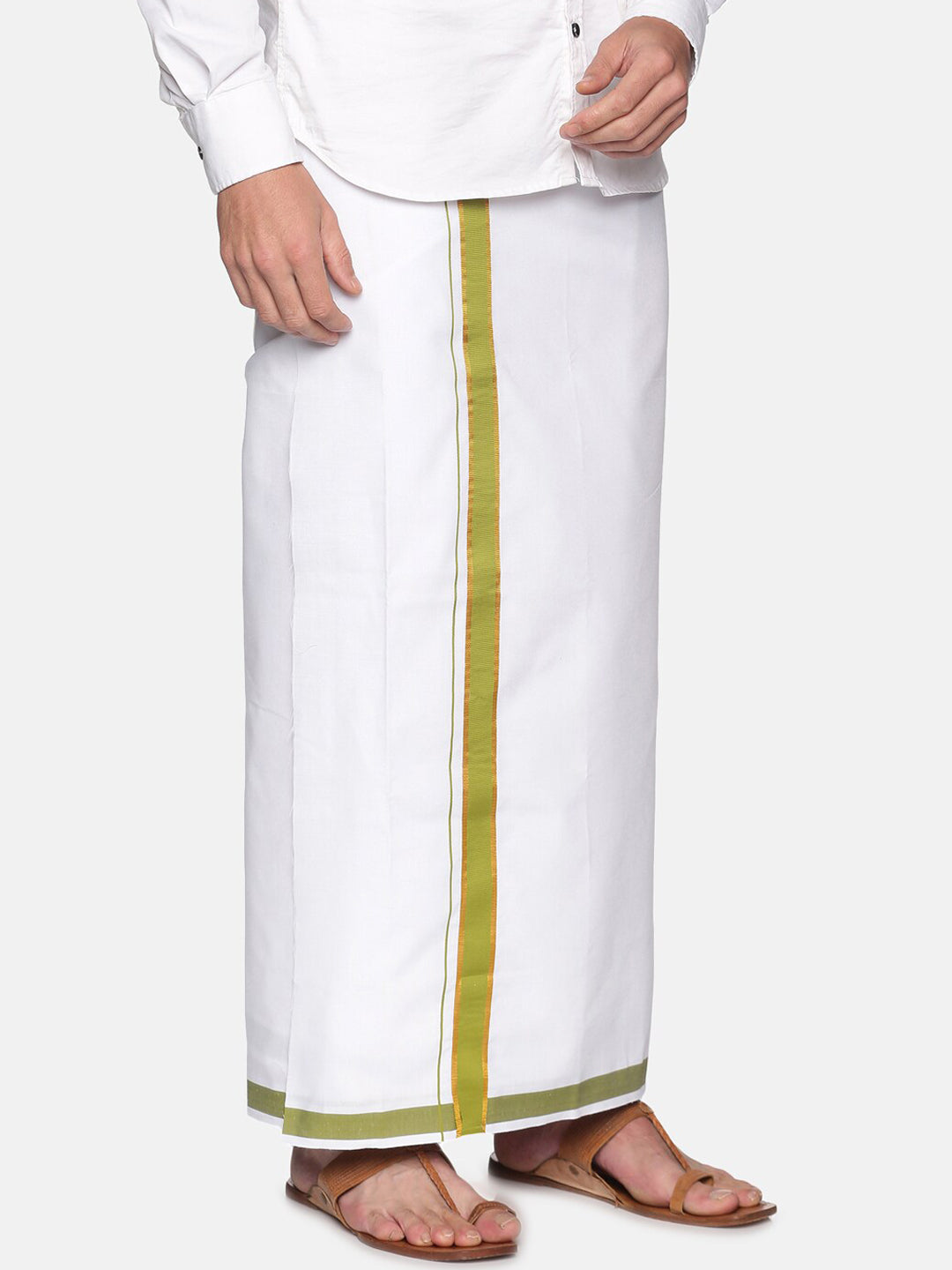 Sethukrishna Men White Solid Cotton Regular Dhoti | Swadesiicart