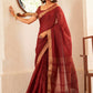 Tikhi Imli Maroon & Gold Toned Zari Woven Design Saree | Swadesiicart