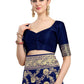 Kalini Navy Blue & Gold-Toned Woven Design Zari Silk Blend Fusion Banarasi Saree | Swadesiicart