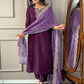 Partywear Designer Viscose Silk Wine Stitched Suit With Dupatta - Tanisha | Swadesiicart