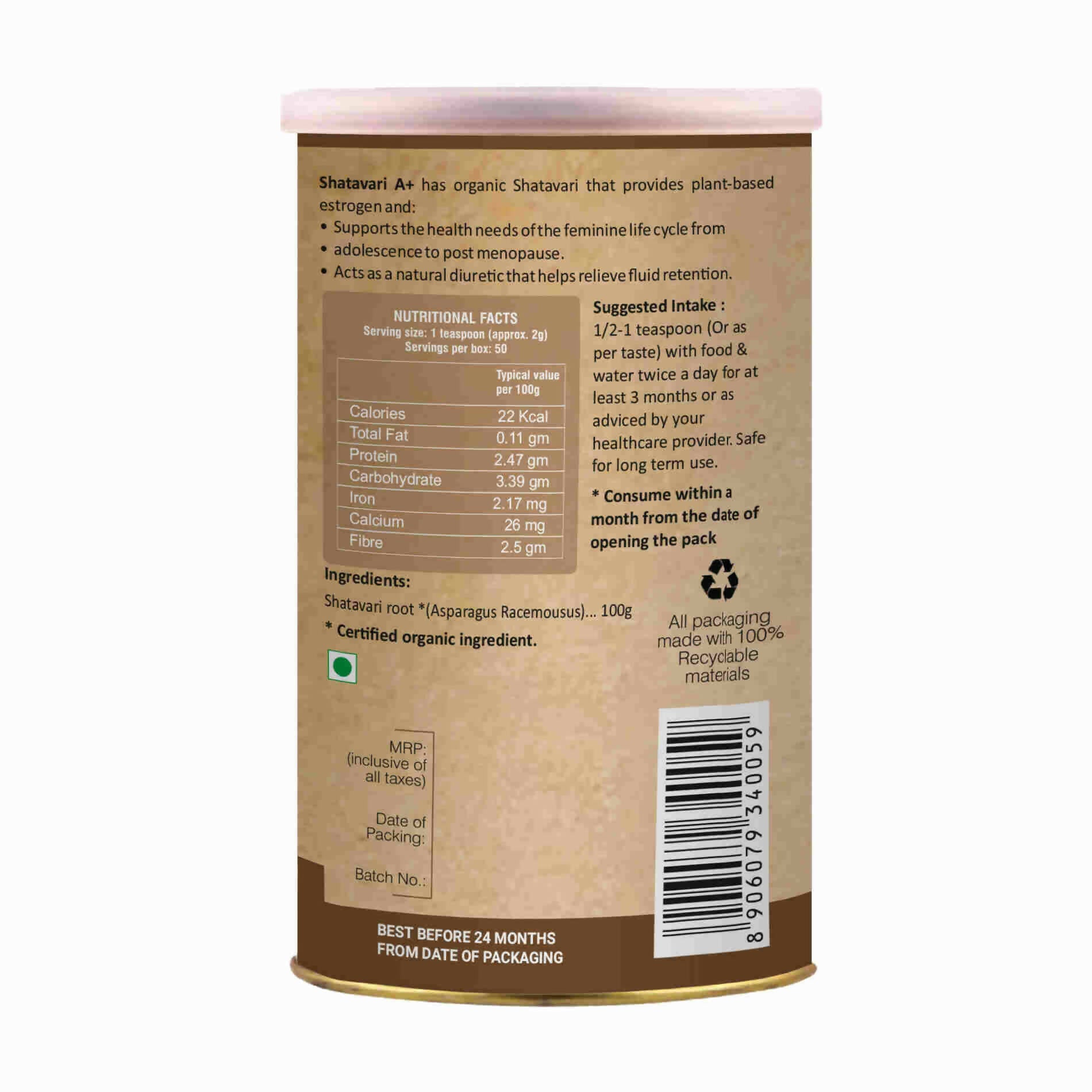 Organic Wellness Shatavari Powder - Swadesiicart
