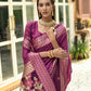 Vishnu Weaves Women's Wine Cotton Silk Zari Woven Butta Work Saree with Blouse - Swadesiicart