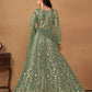 Anaita Light Green Embroidered Butterfly Net Anarkali Suit