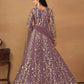 Anaita Purple Embroidered Butterfly Net Anarkali Suit