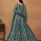 Anaita Dark Grey Embroidered Butterfly Net Anarkali Suit